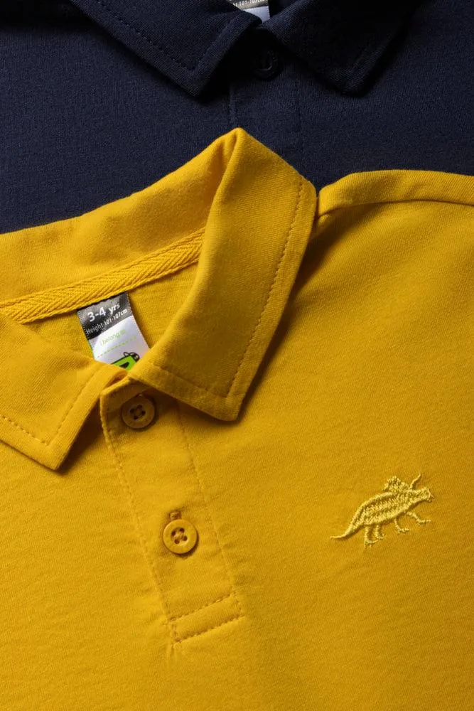 2 Pack Short Sleeve Golfers Yellow & Navy