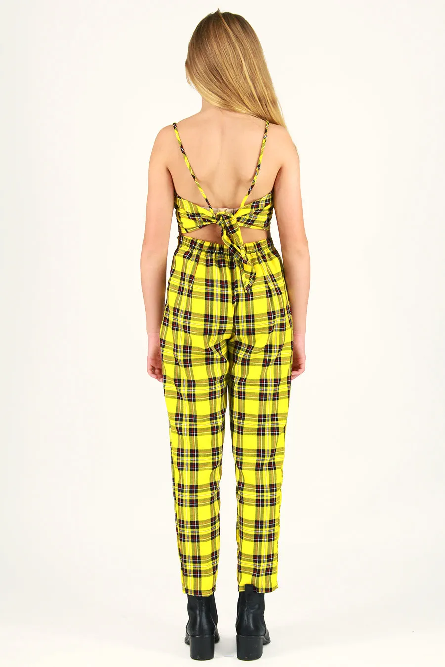 Adjustable Cami Top and Pants - Yellow Plaid