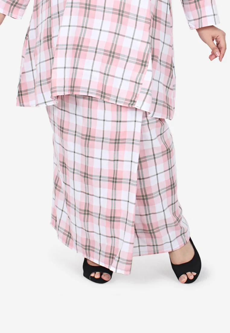 Ayila OOTB Collection Long Checkered Skirt - Pink White