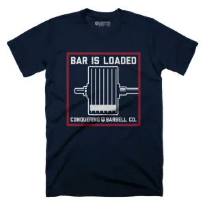 Bar is loaded - on Navy Tee