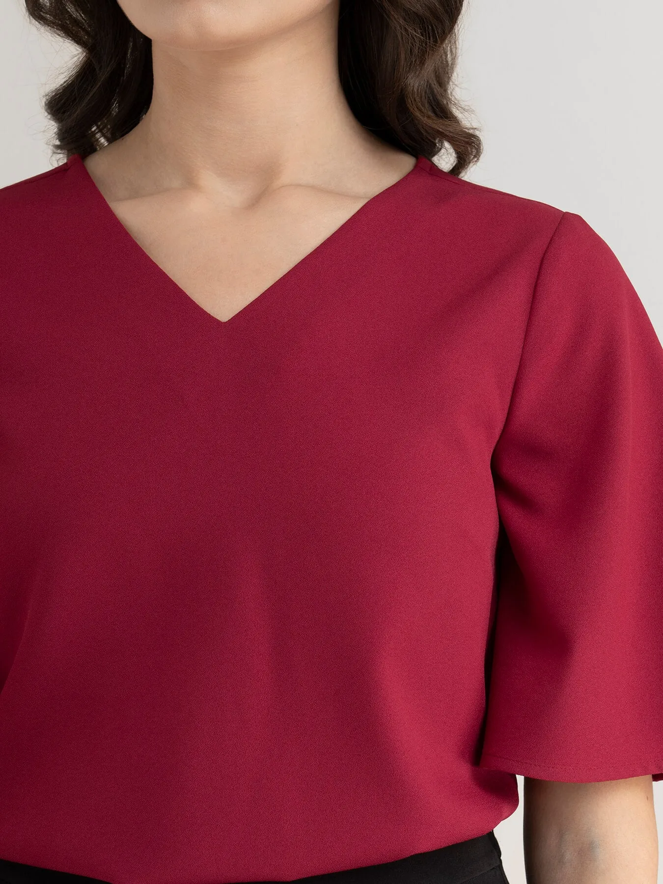 Bell Sleeves Top - Red