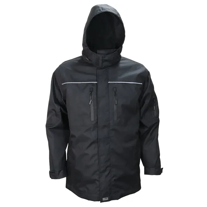 Black 4-In-1 Water Resistant Jacket with Reversable/Removable Liner - Style 830