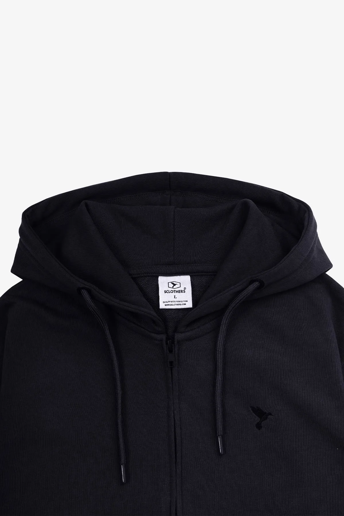 Black Embroidered Zipper Hoodie - S24 - MH0076R