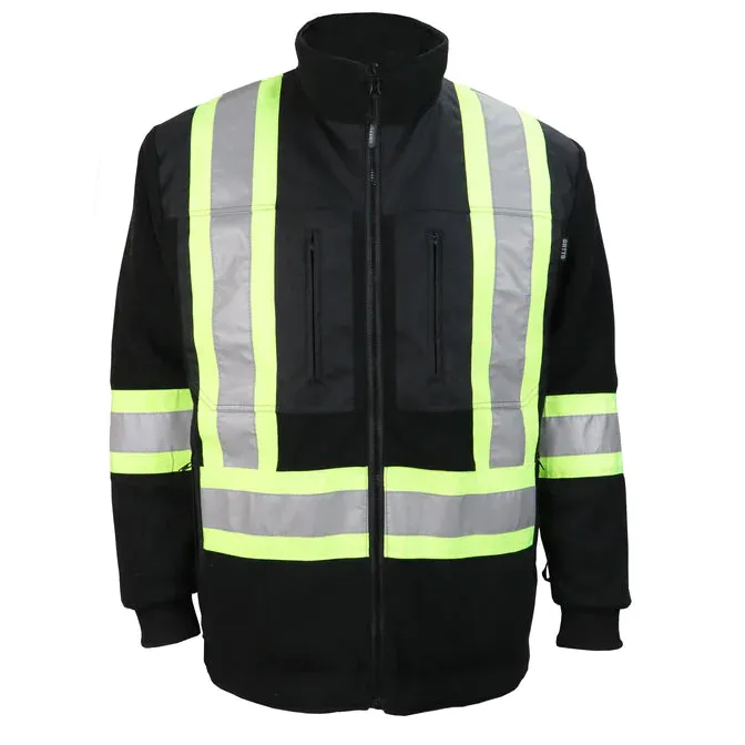 Black Hi-Vis 4-In-1 Water Resistant Jacket with Reversible/Removable Liner - Style 830X4