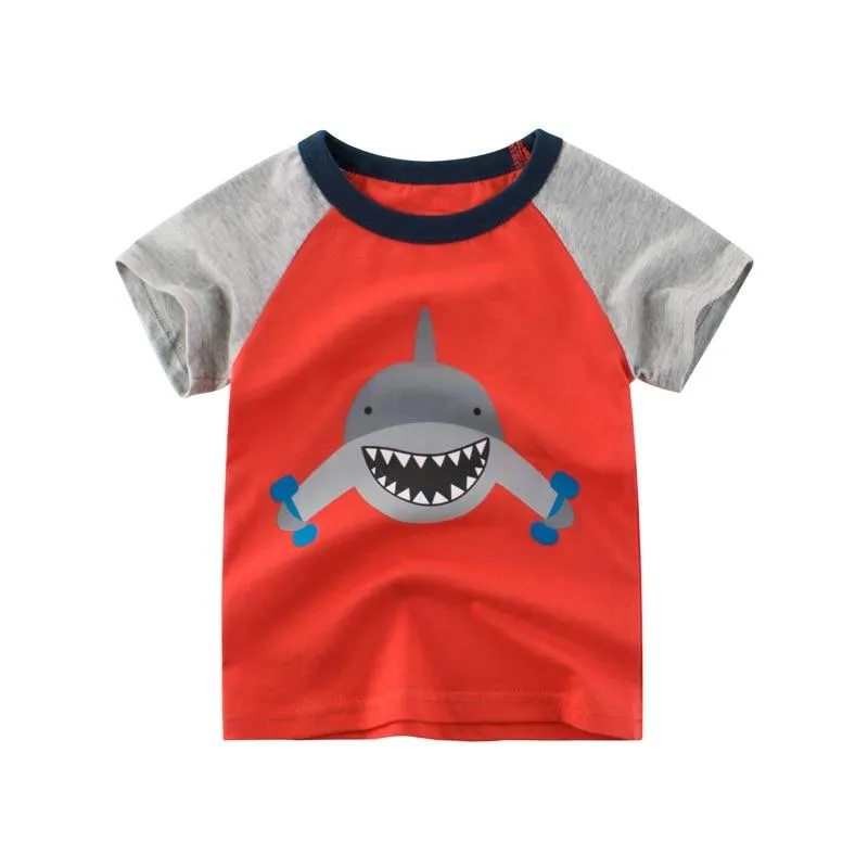 Boys Short Sleeve Cartoon Images Design  T-Shirts