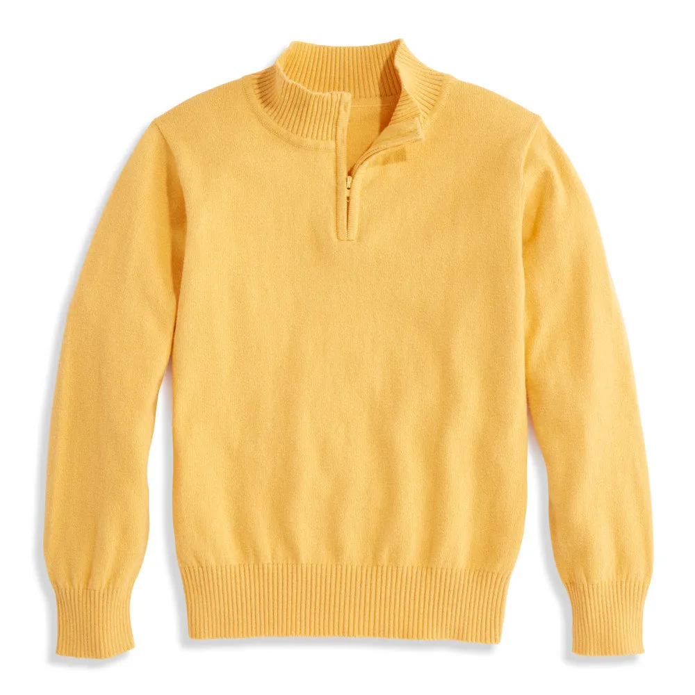 Cashmere Blend Half Zip Pullover -- Goldenrod