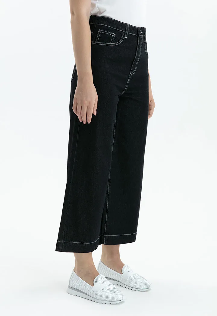 Choice Denim Wash Wide Leg Trouser Black