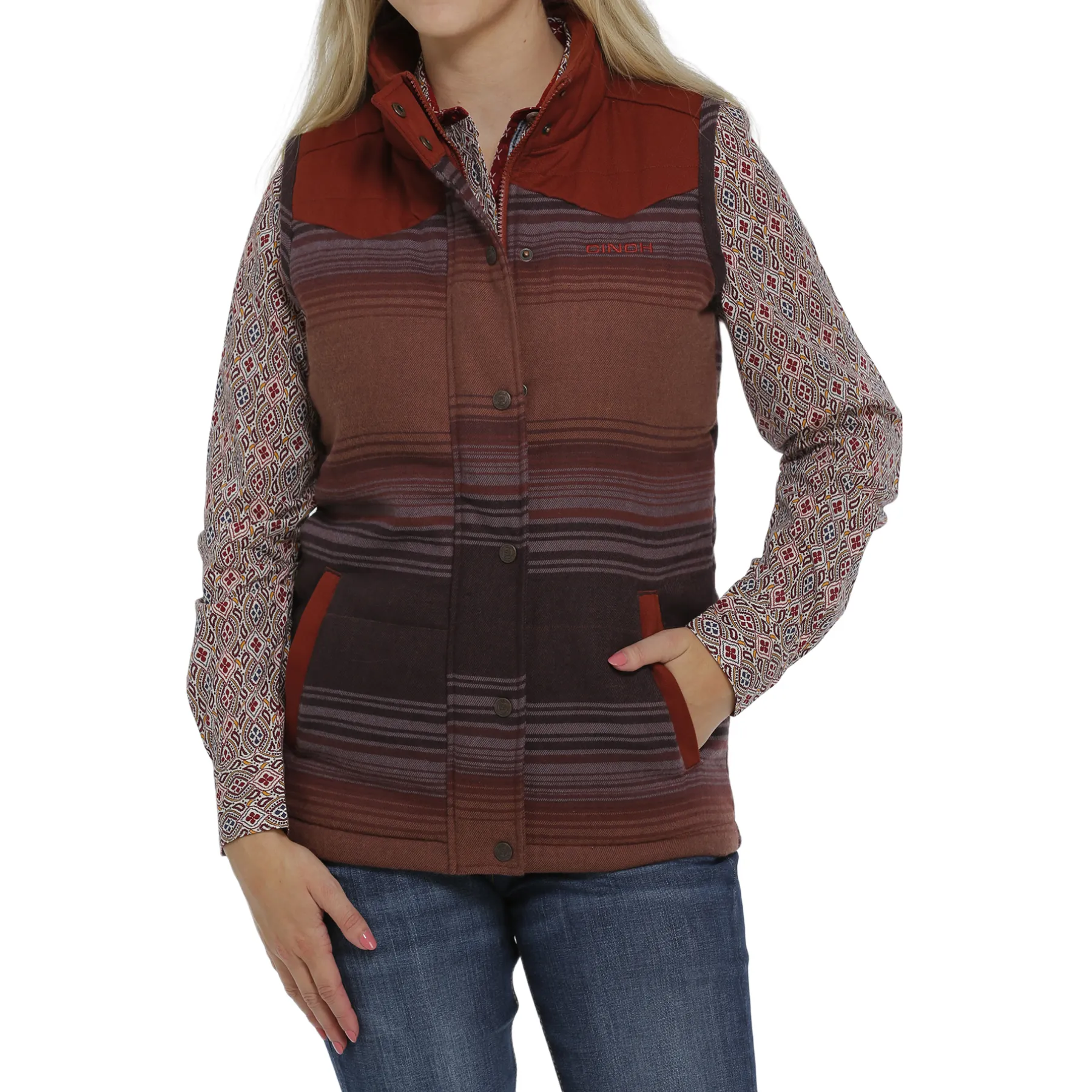 Cinch Ladies Multicolored Striped  Vest MAV9884003