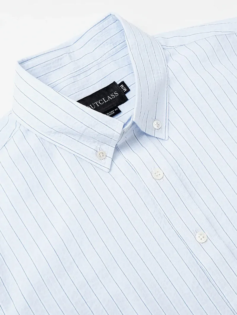 Cloud Stripe Seersucker S/S Shirt