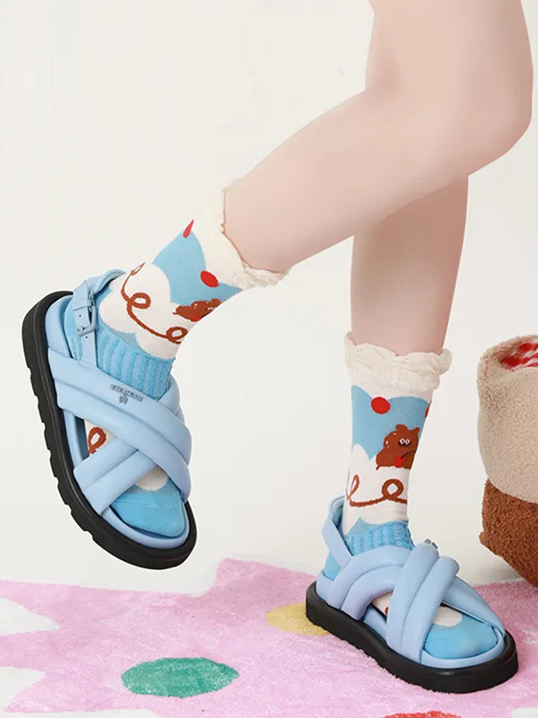 Contrast Color Cartoon Bear Socks Accessories