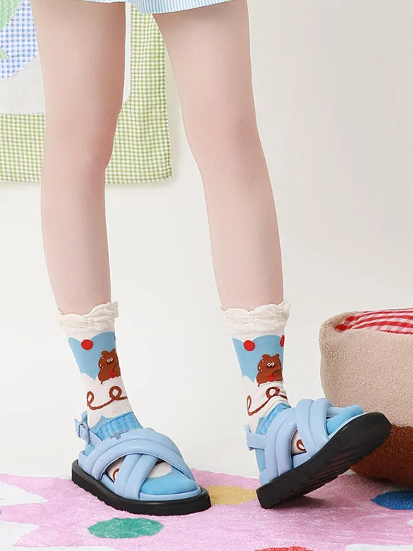 Contrast Color Cartoon Bear Socks Accessories