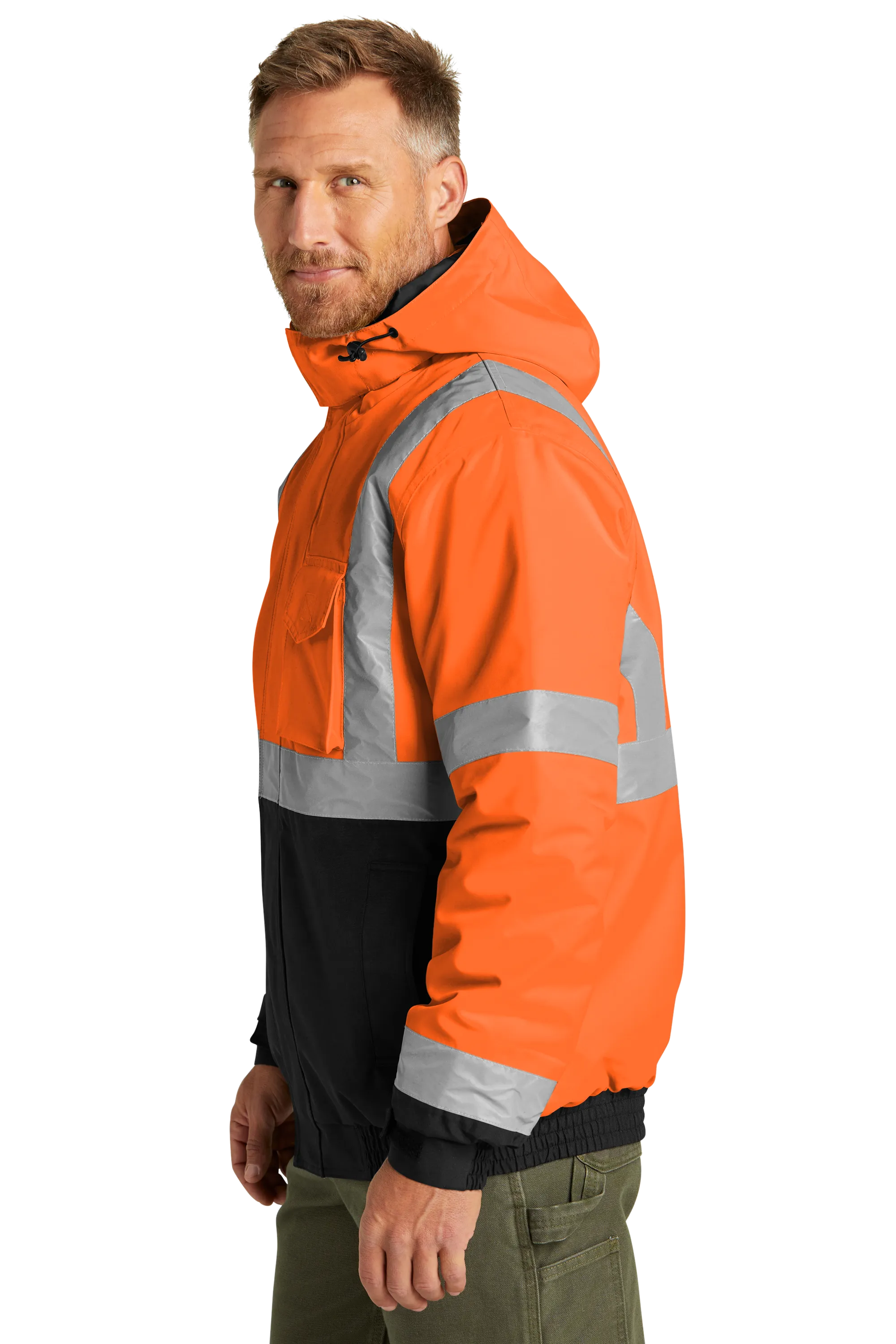 CornerStone® ANSI 107 Class 3 Economy Waterproof Insulated Bomber Jacket - Safety Orange