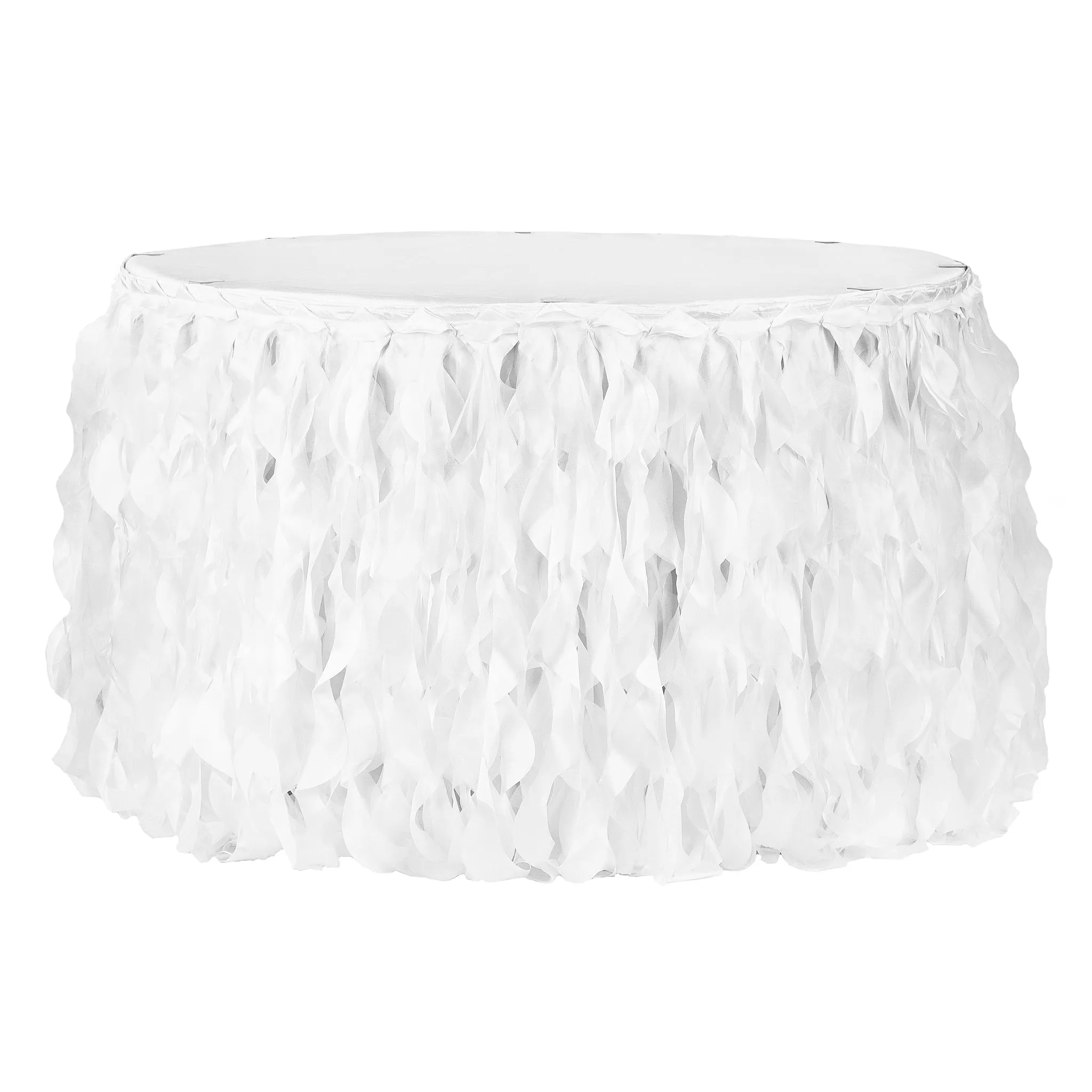 Curly Willow 14ft Table Skirt - White