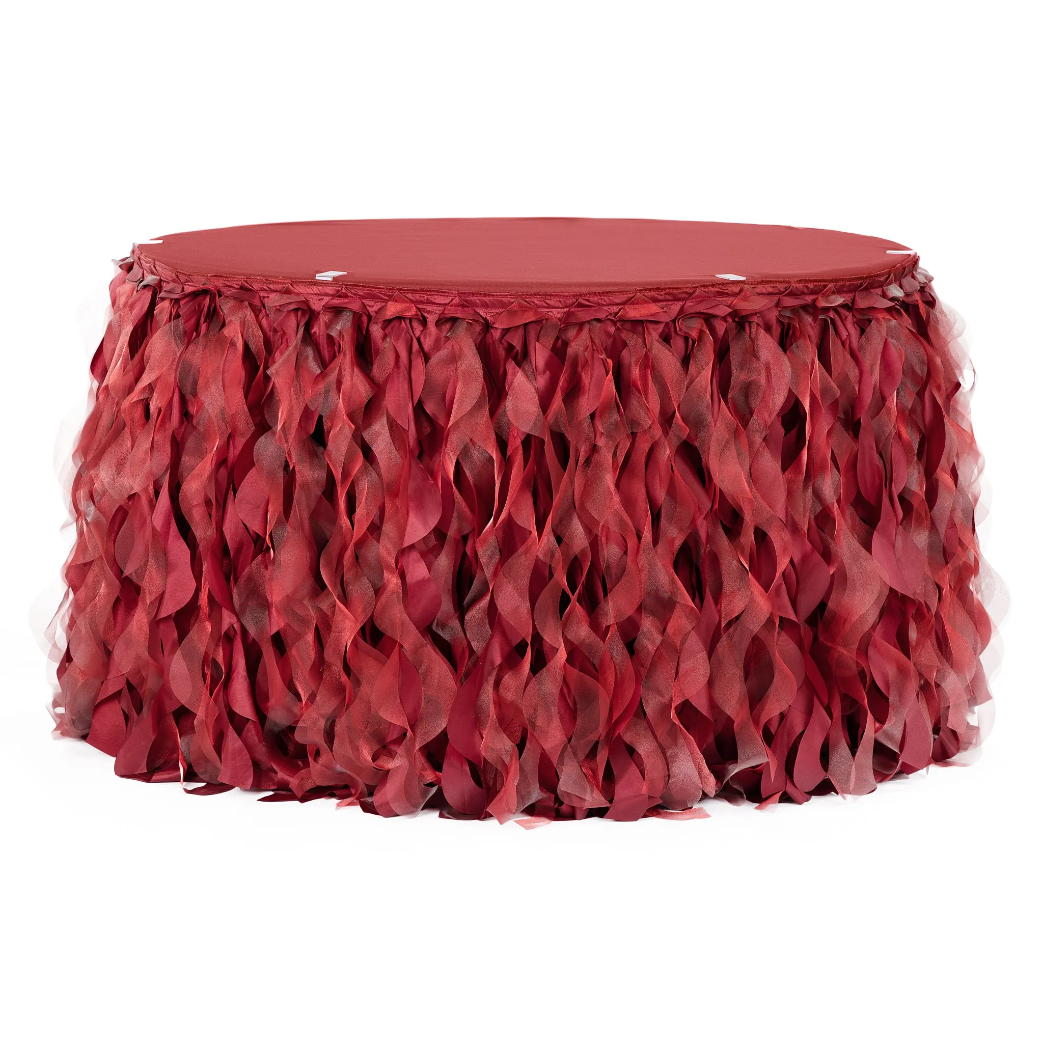 Curly Willow 17ft Table Skirt - Apple Red