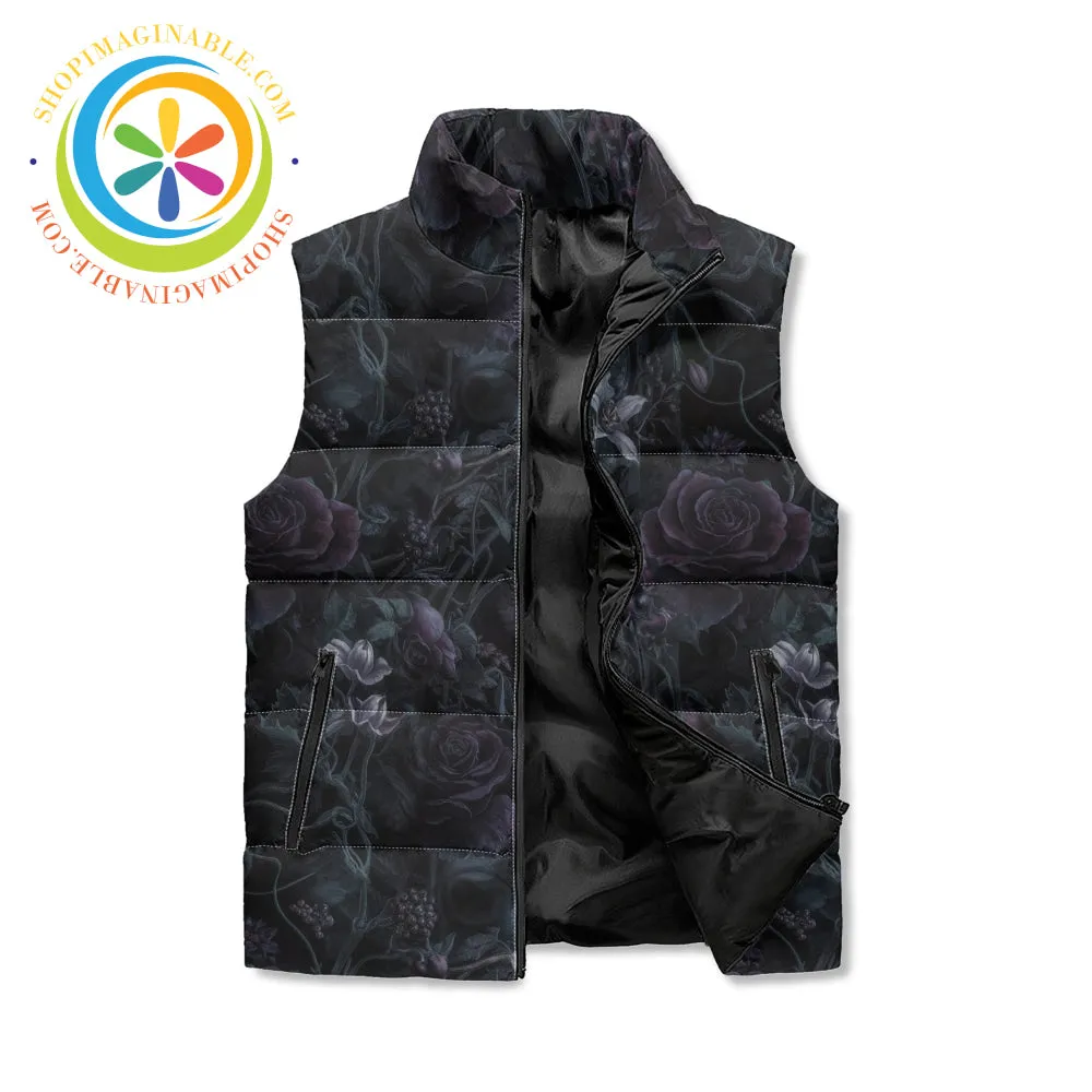 Dark Floral Puffer Vest