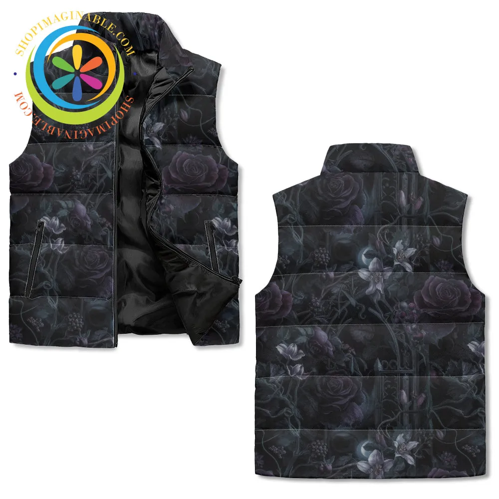 Dark Floral Puffer Vest