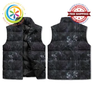 Dark Floral Puffer Vest