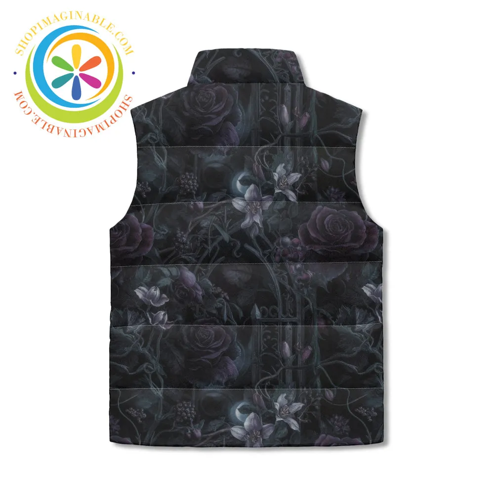 Dark Floral Puffer Vest