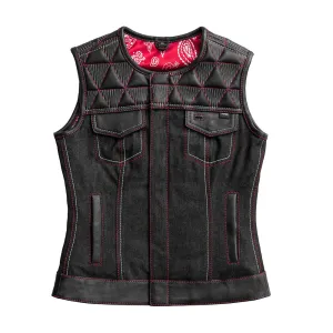 Delta Women's Club Style Motorcycle Leather/Denim Vest - Limited Edition