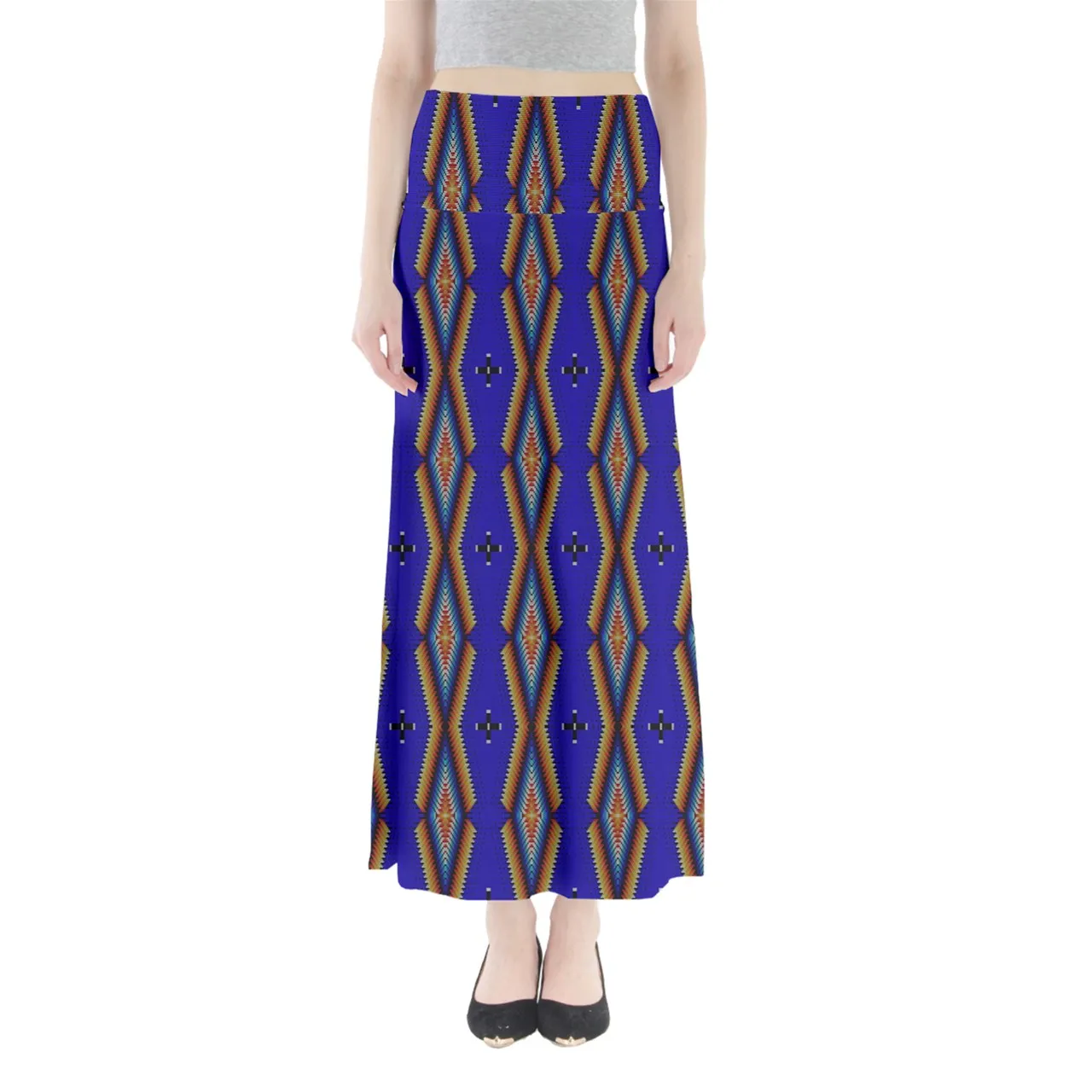 Diamond in the Bluff Blue Full Length Maxi Skirt