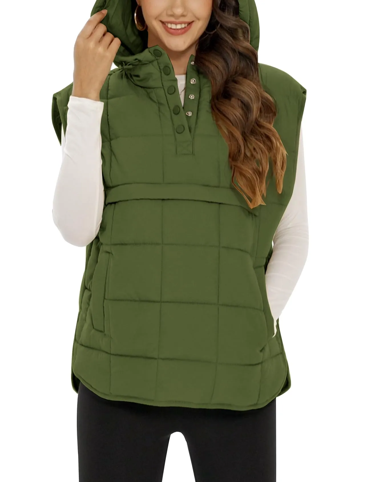 Flygo Women Quilted Pullover Puffer Vest Jacket Oversized Lightweight Sleeveless Down Vests Outerwear