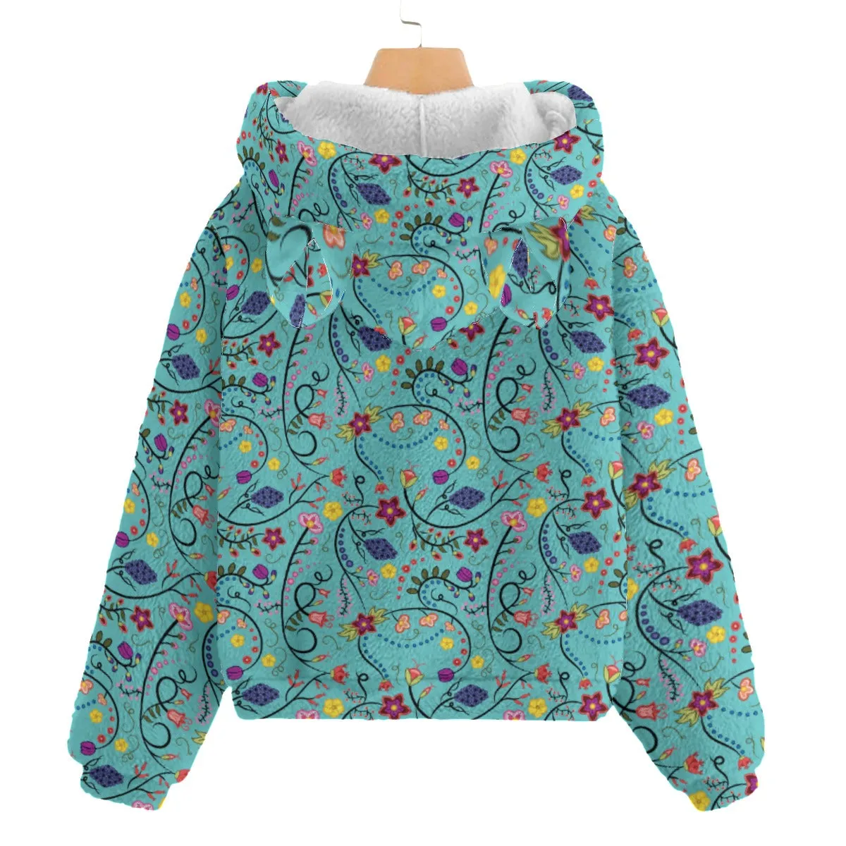 Fresh Fleur Sky Kid’s Borg Fleece Hoodie With Ear