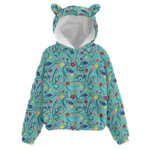 Fresh Fleur Sky Kid’s Borg Fleece Hoodie With Ear