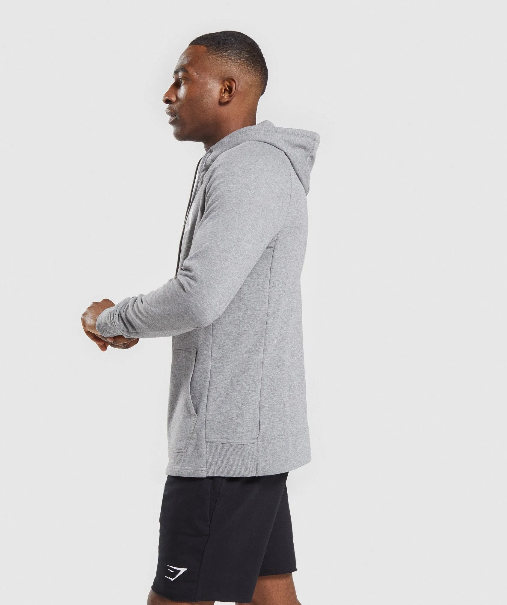 Gymshark Block Hoodie - Grey Marl/White