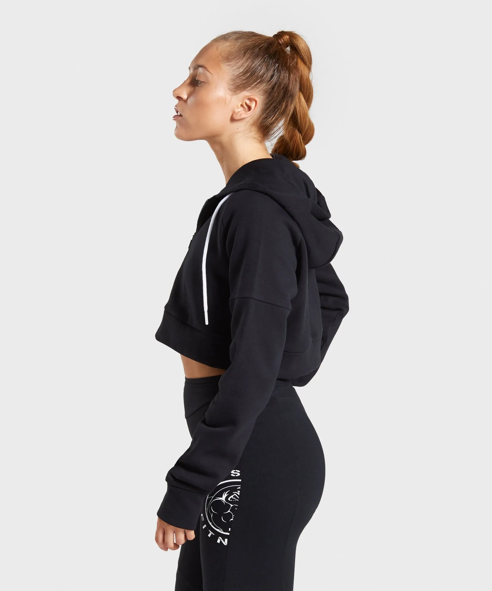 Gymshark Legacy Fitness Crop Zip Hoodie - Black