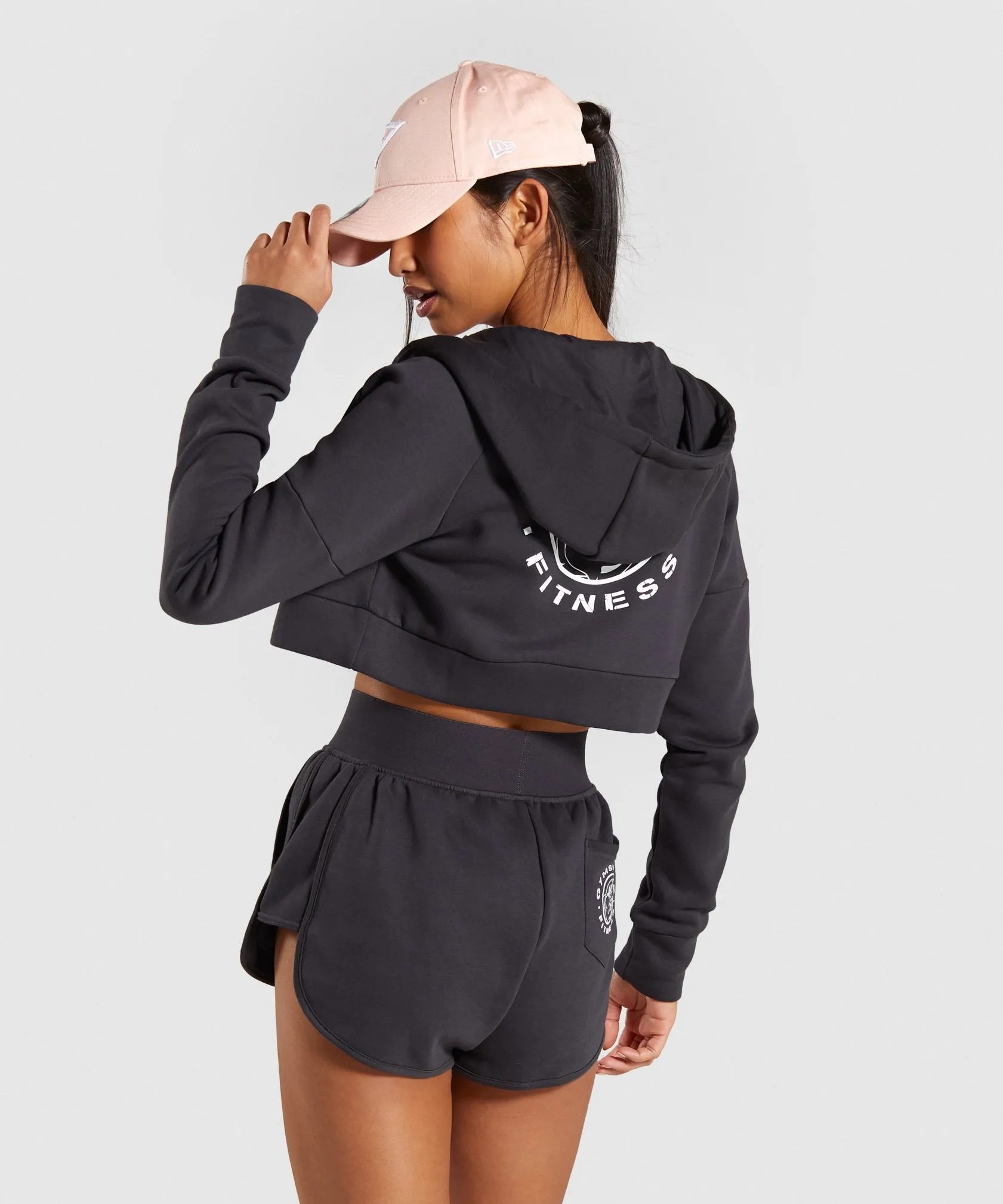 Gymshark Legacy Fitness Crop Zip Hoodie - Washed Black