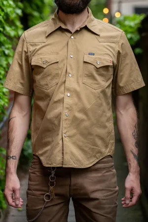 Iron Heart IHSH-387-KHA 7oz Fatigue Cloth Short Sleeved Western Shirt - Khaki