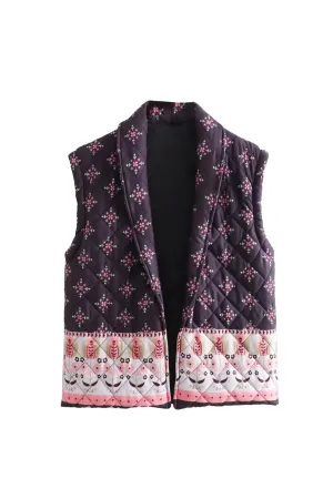 'Ivanna' Sleeveless Open-Front Quilted Vest