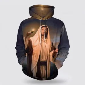 Jesus Holding Candle 3d Hoodies For Women Men - Christian Apparel Hoodies