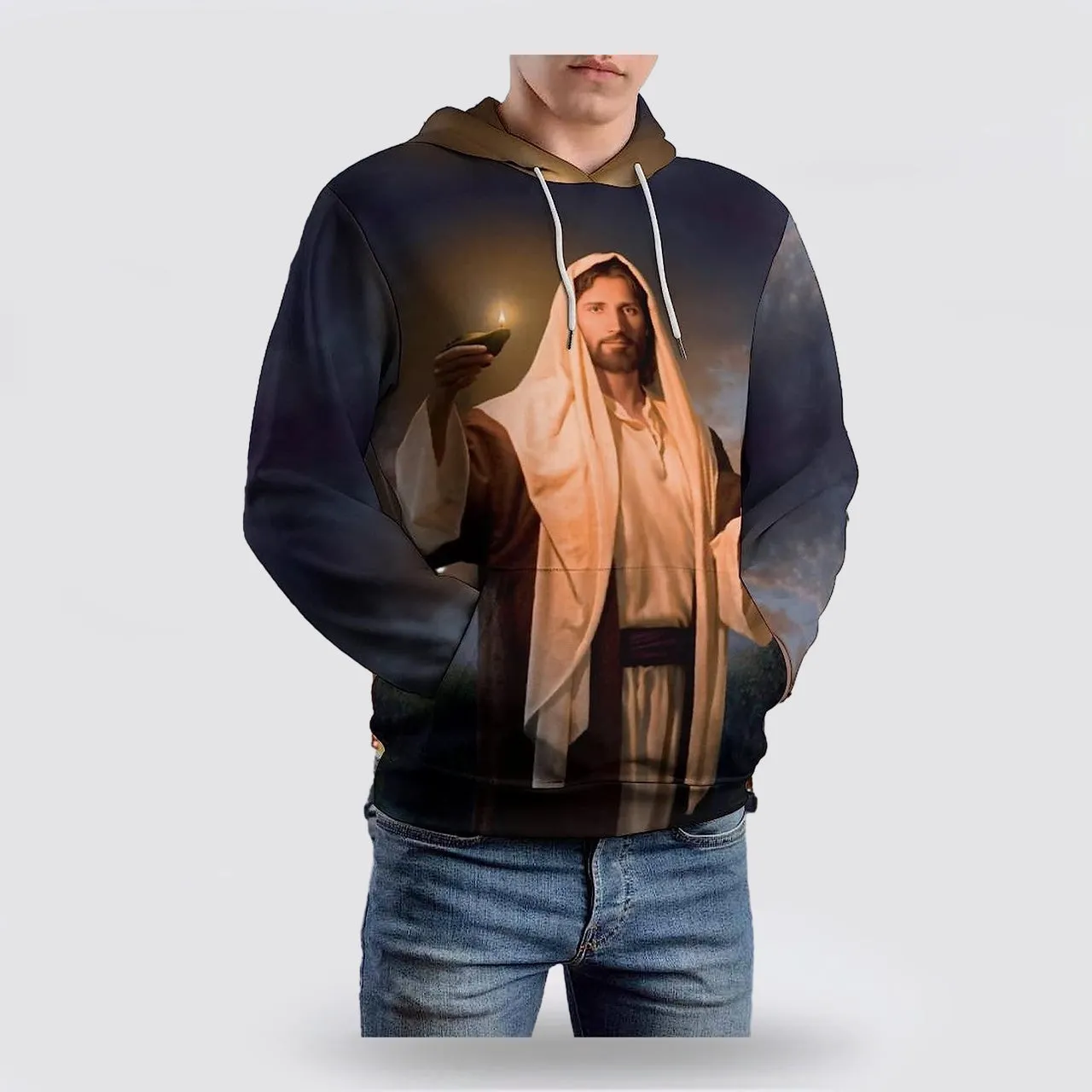 Jesus Holding Candle 3d Hoodies For Women Men - Christian Apparel Hoodies