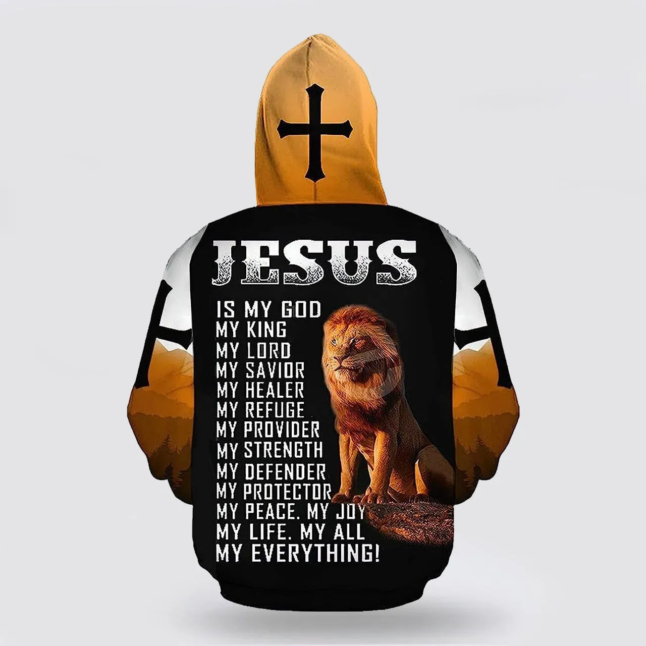 Jesus Is My God My King Cross Lion 3d Hoodies For Women Men - Christian Apparel Hoodies