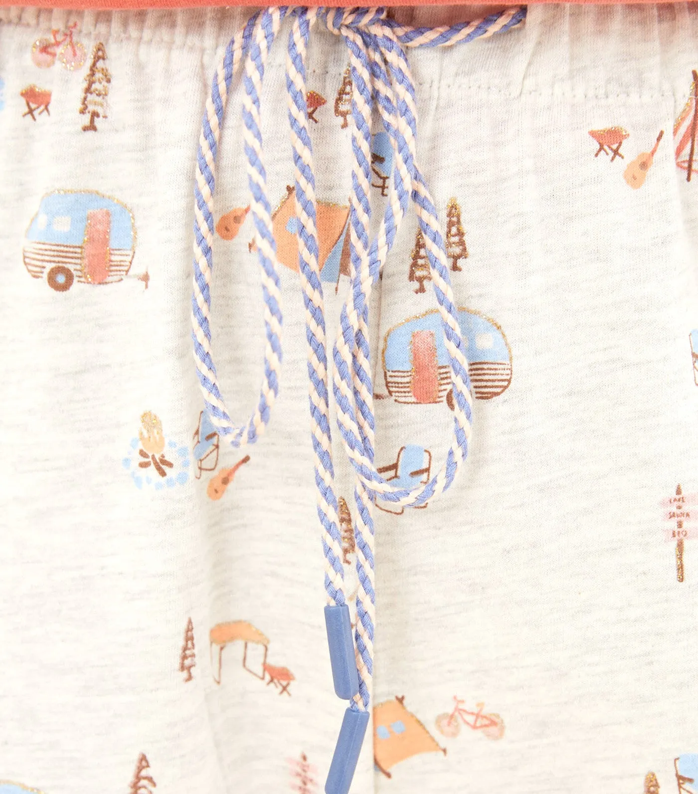 Long 100% Cotton Camping Print Pants White