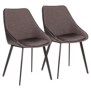 Marche Contemporary Two-Tone Chair in Black Faux Leather and Grey Fabric by LumiSource - Set of 2