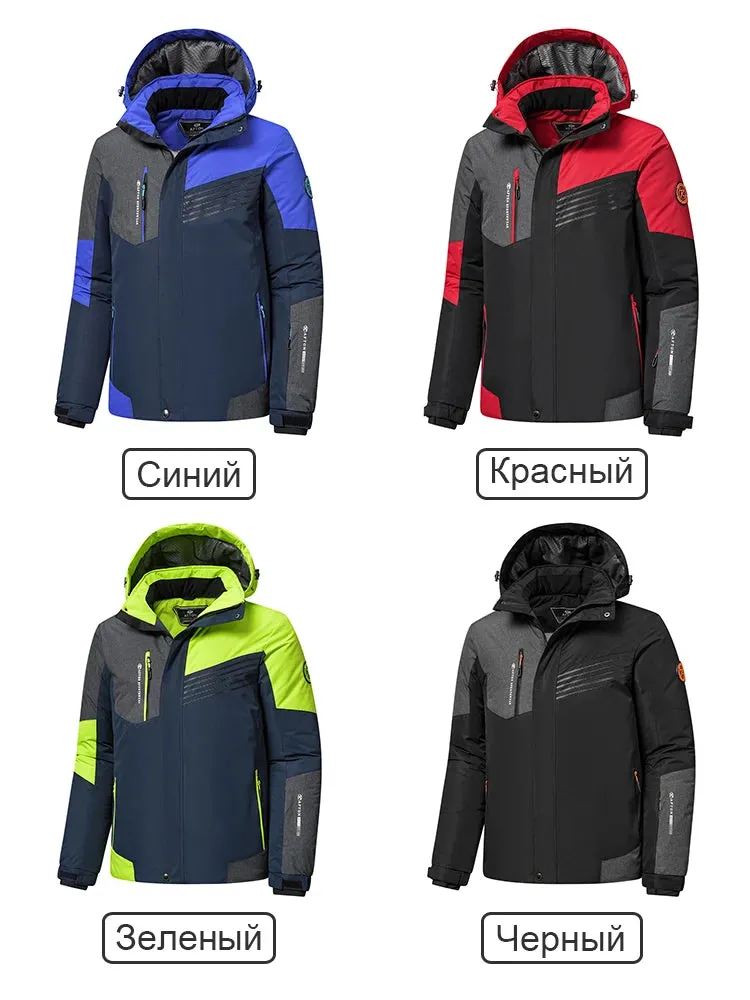 Men Winter New Outdoor Jet Ski Snow Warm Parkas Jacket Coat Men's Outwear Premium Casual Hat Waterproof Thick Fleece Parkas