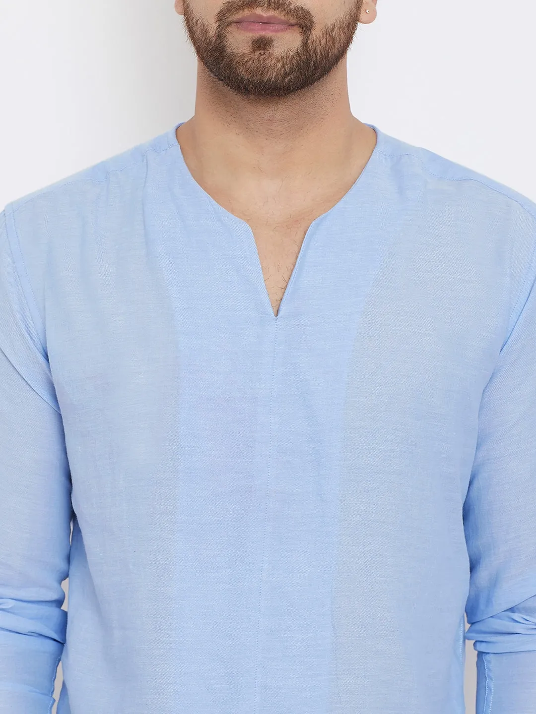 Men's Blue Summer Casual Shirt Kurta - Even Apparels