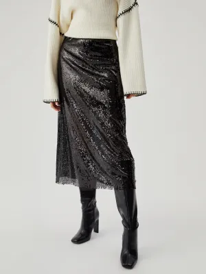 Mesh Sequined Graceful Midi Skirt