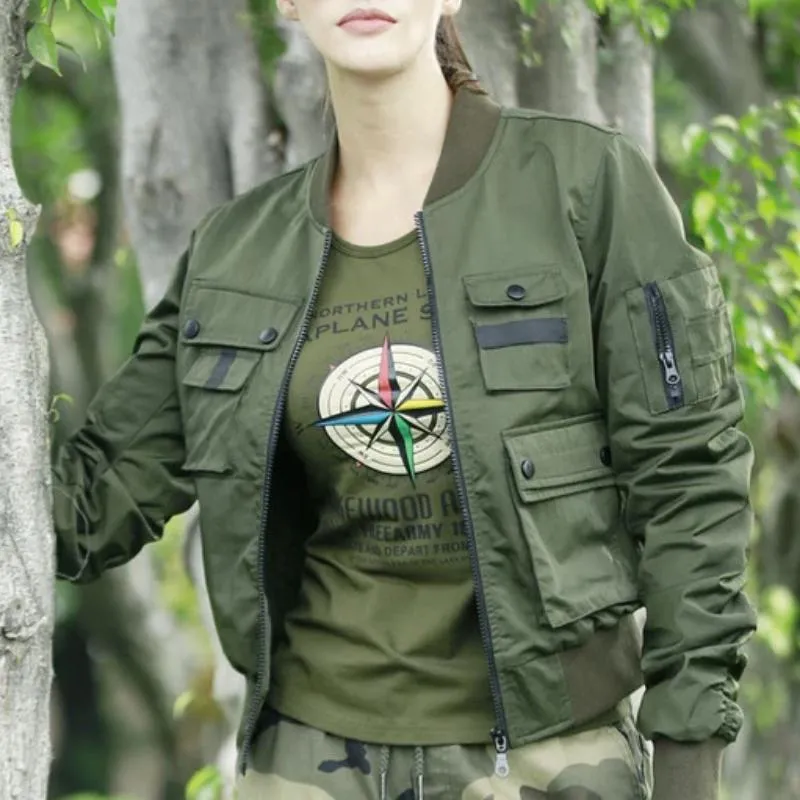 Military Motorcycle Multi Pocket Bomber Jacket