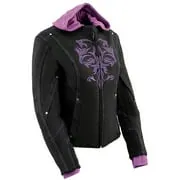 Milwaukee Leather MPL1967 Women's 3/4 Hooded Black and Purple Textile