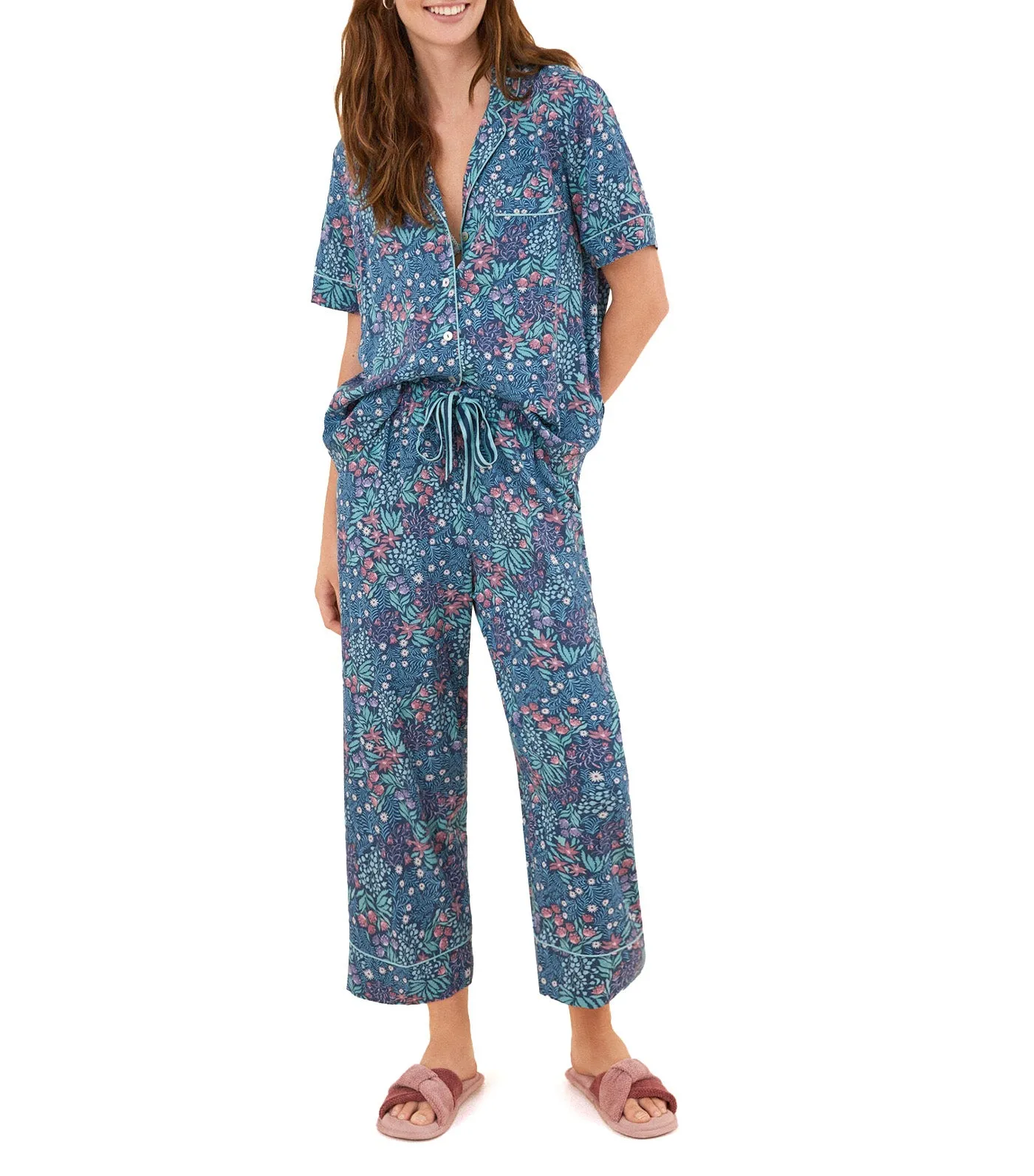 Moniquilla Printed Capri Shirt Pajamas Multicolor