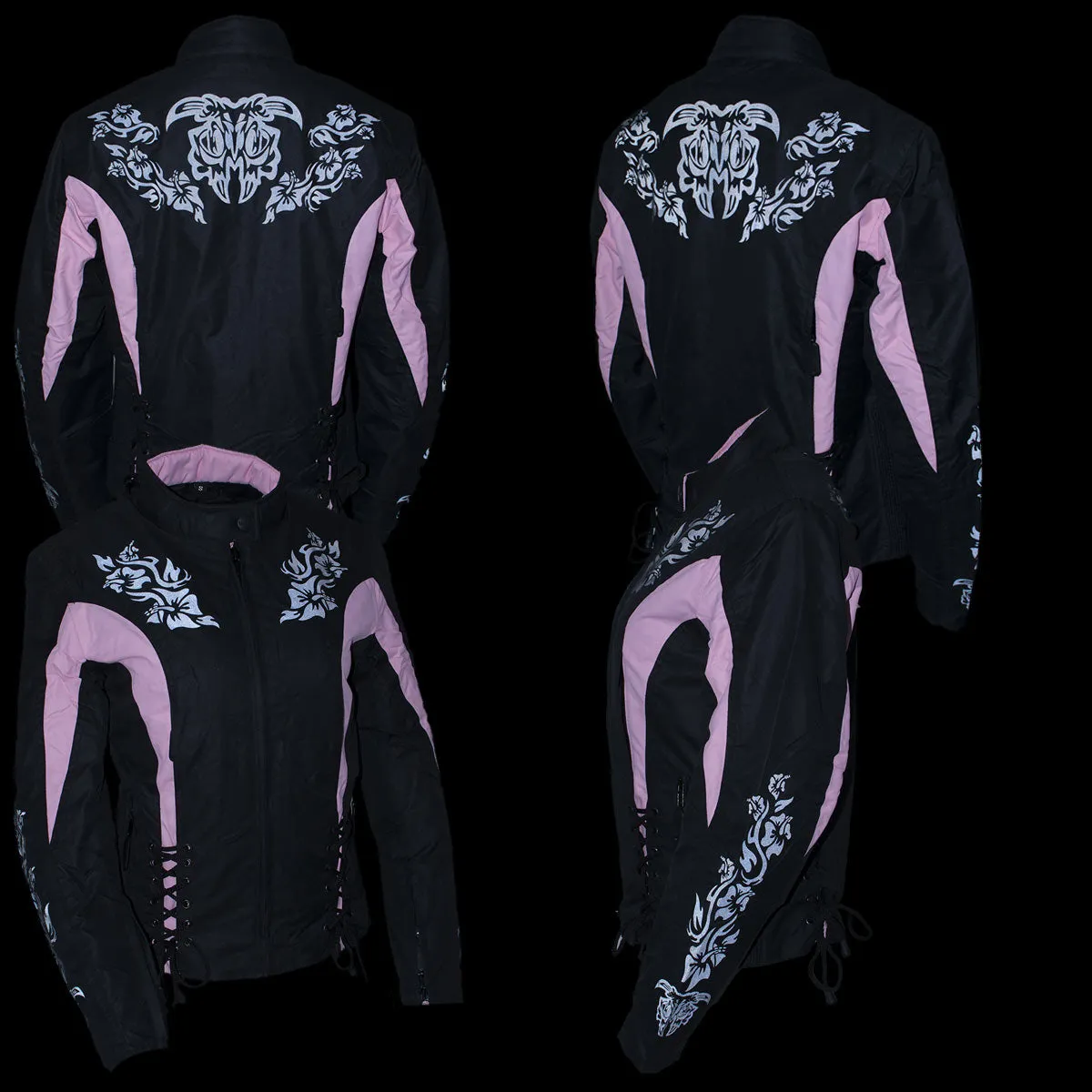 NexGen SH236806 Women's 'Reflective Buffalo Head' Black and Pink Textile Jacket