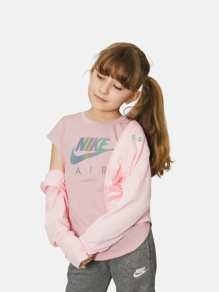 Nike Junior Girl Nike Air Reflective Logo Printed T-Shirt - Pink