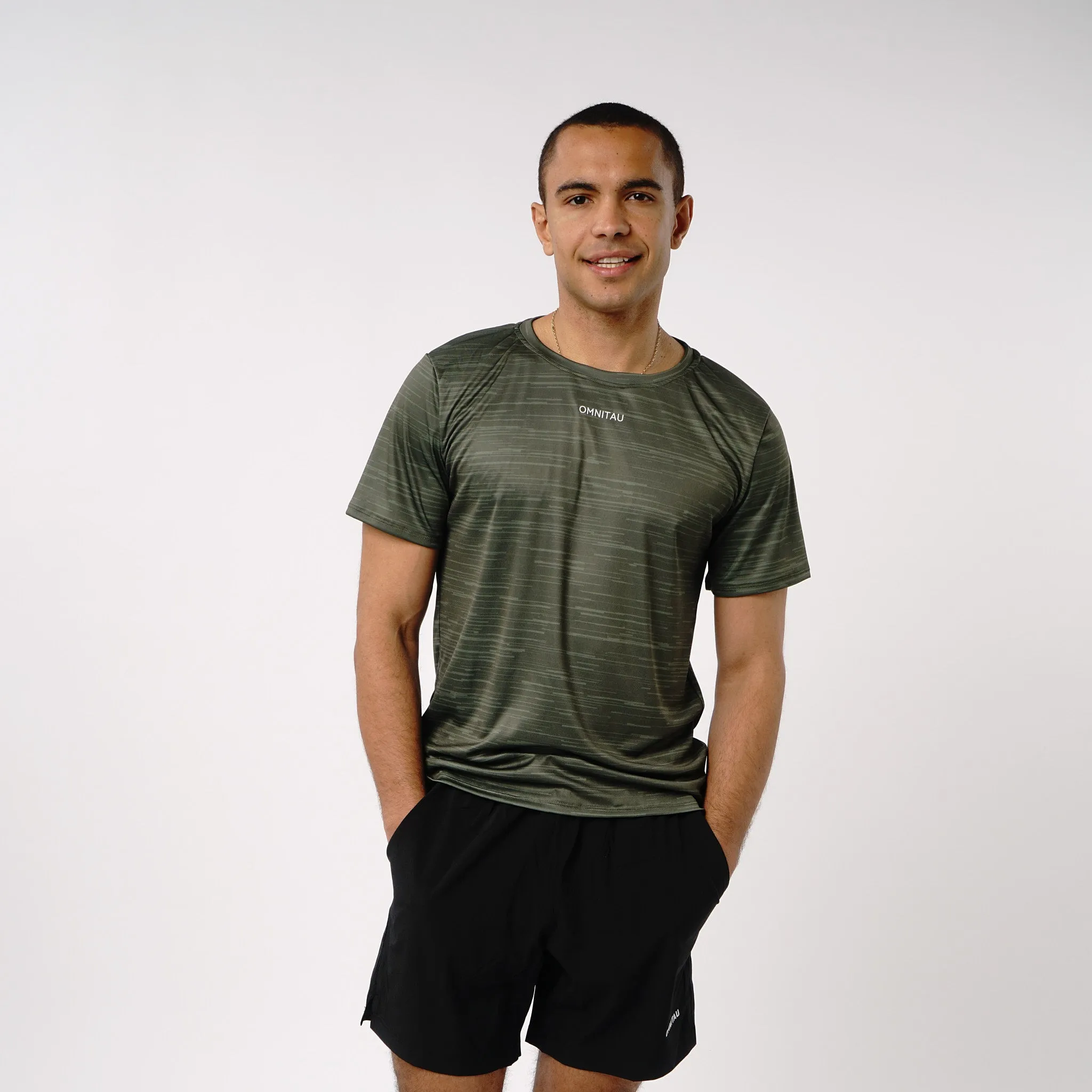 Omnitau Men's PriTech Phi Breathable Running T-Shirt - Khaki Green