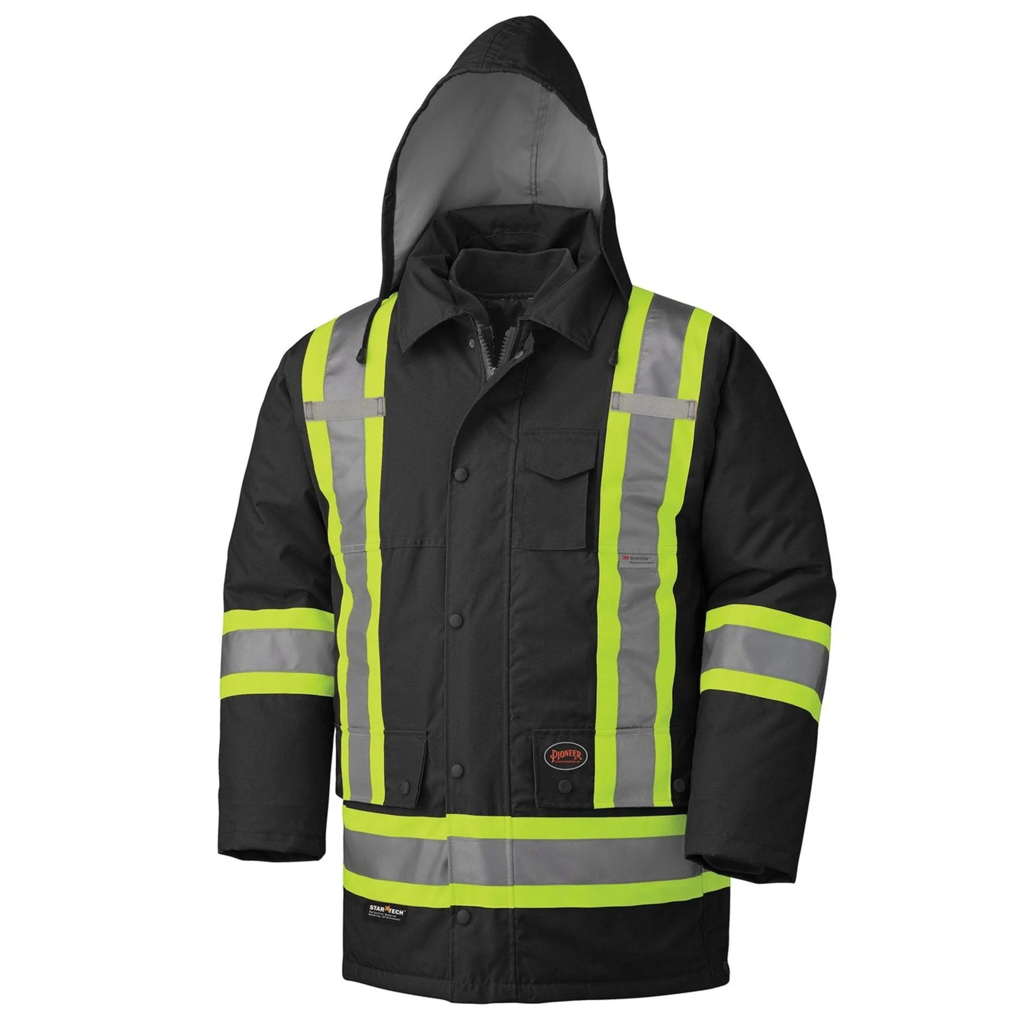 Pioneer Men's Hi Vis Winter Work Parka CSA Poly 6-In-1 Waterproof Reflective | Limited Size Selection