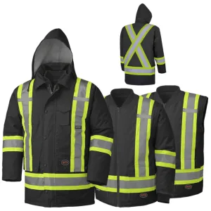 Pioneer Men's Hi Vis Winter Work Parka CSA Poly 6-In-1 Waterproof Reflective | Limited Size Selection