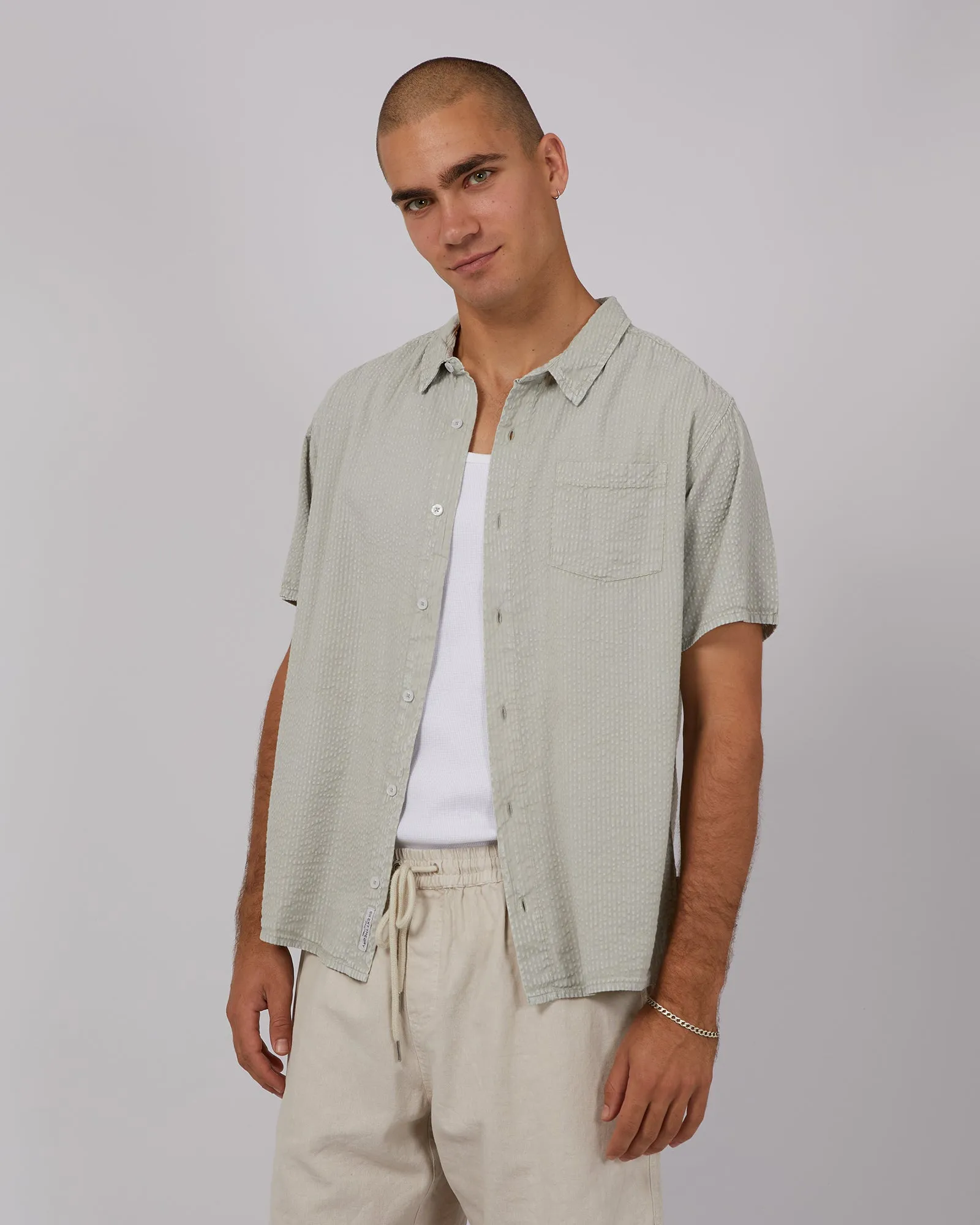 Seersucker Shirt Olive