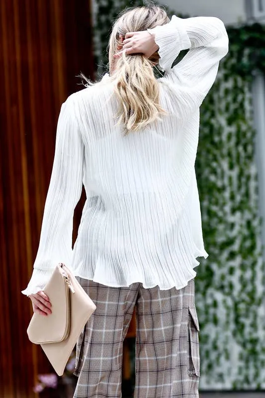 Sheer White Pleated Top